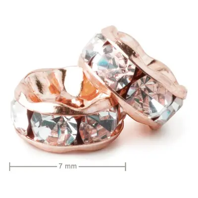 Manumi štrasová rondelka 7 mm rose gold Crystal - 20 ks