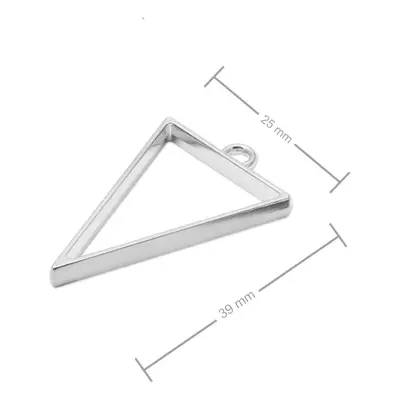 Rámeček na odlévání křišťálové pryskyřice trojúhelník 39x25mm v barvě stříbra - 1 ks