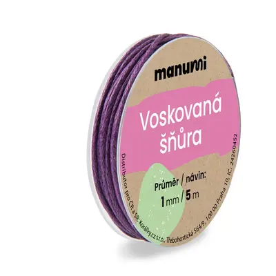 Manumi Voskovaná šňůra 1mm/5m fialová - 1 ks