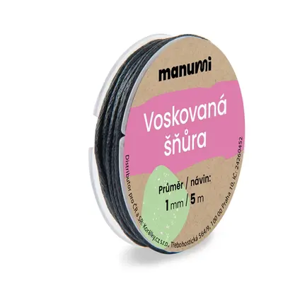 Manumi Voskovaná šňůra 1mm/5m černá - 1 ks