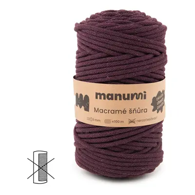 Manumi Macramé šňůra 5mm burgundy - 3 ks