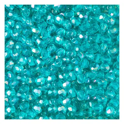 Manumi české broušené korálky 3mm Luster Rainbow Teal - 300 ks