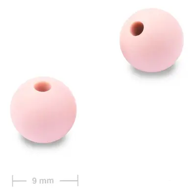 Silikonové kulaté korálky 9mm Baby Pink - 6 ks