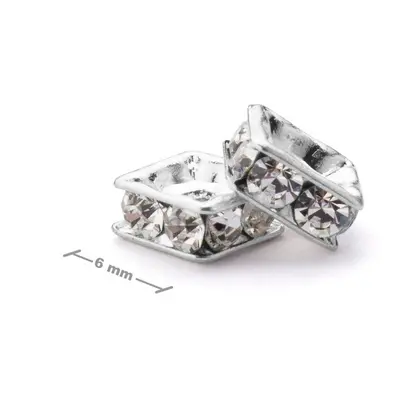 Manumi štrasový čtverec 6x6 mm Crystal - 20 ks