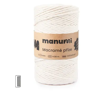 Manumi Macramé příze stáčená 3mm 130m natural - 3 ks