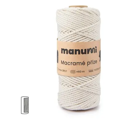 Manumi Macramé příze stáčená 3PLY 3mm natural - 3 ks