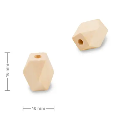 Dřevěné korálky hexagon s velkým průtahem pro Macramé 16mm - 15 ks