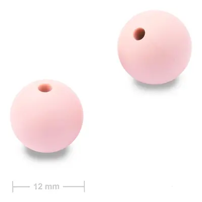 Silikonové kulaté korálky 12mm Baby Pink - 20 ks