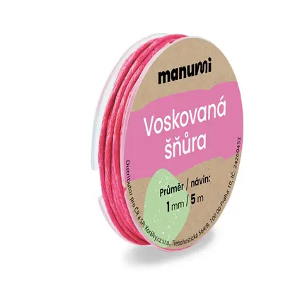 Manumi Voskovaná šňůra 1mm/5m růžová - 5 ks