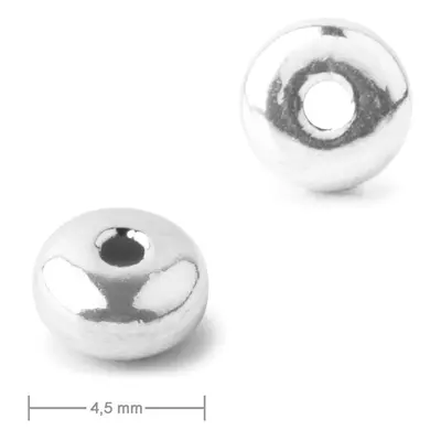 Kovový korálek donut 4,5mm v barvě stříbra - 6 ks