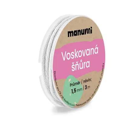 Manumi Voskovaná šňůra 1,5mm/3m bílá - 5 ks