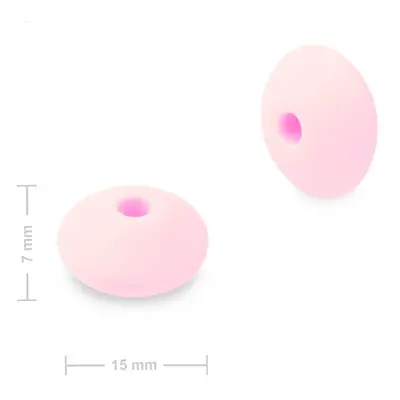 Silikonové korálky lentilky 12x7mm Baby Pink - 30 ks