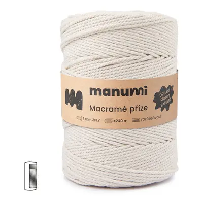 Manumi Macramé příze stáčená 3PLY 3mm 240m natural - 3 ks