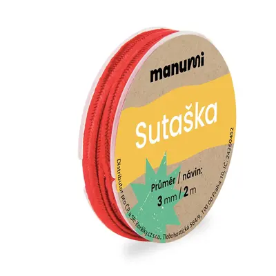 Manumi Sutaška 3mm/2m červená - 5 ks