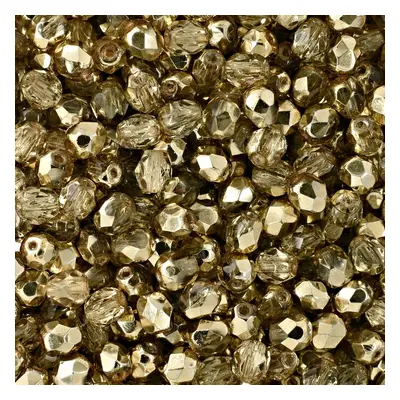 Manumi české broušené korálky 4mm Coated Crystal Gold Topaz - 225 ks