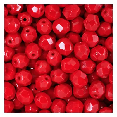 Manumi české broušené korálky 6mm Opaque Red - 150 ks