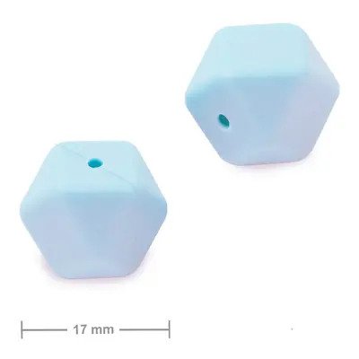 Silikonové korálky hexagon 17mm Pastel Blue - 10 ks