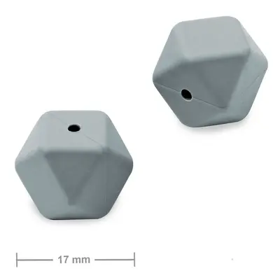 Silikonové korálky hexagon 17mm Dim Grey - 2 ks