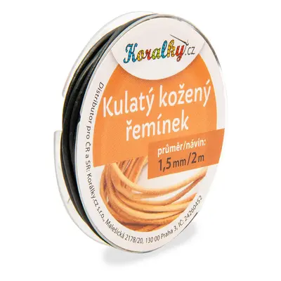 Manumi Kulatý kožený řemínek 1,5mm/2m černý č.30 - 5 ks