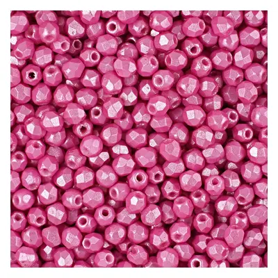 Manumi české broušené korálky 3mm Pearl Shine Light Fuchsia - 60 ks