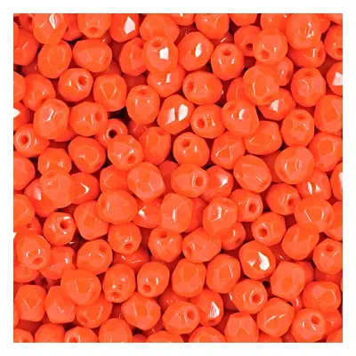 Manumi české broušené korálky 4mm Opaque Bright Orange - 45 ks