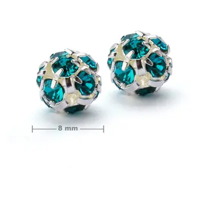 Manumi štrasová kulička 8 mm stříbrná Blue Zircon - 2 ks