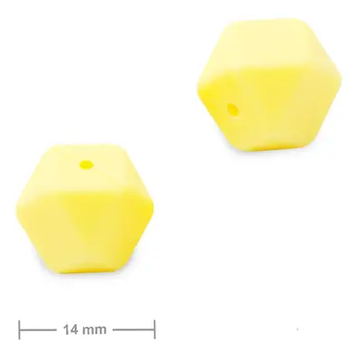 Silikonové korálky hexagon 14mm Icecream Yellow - 15 ks