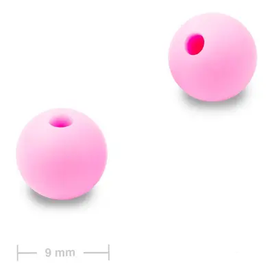 Silikonové kulaté korálky 9mm Candy Pink - 30 ks