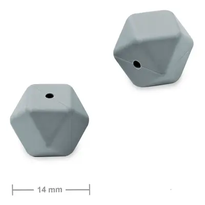 Silikonové korálky hexagon 14mm Dim Grey - 15 ks