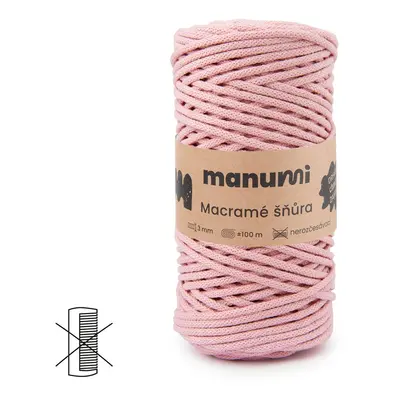 Manumi Macramé šňůra 3mm světle růžová - 3 ks