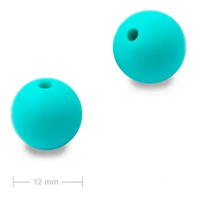 Silikonové kulaté korálky 12mm Turquoise - 20 ks