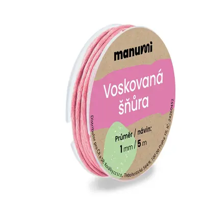 Manumi Voskovaná šňůra 1mm/5m světle růžová - 5 ks