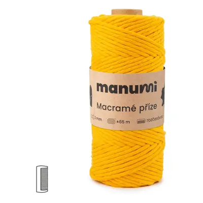 Manumi Macramé příze stáčená 3mm tmavě žlutá - 3 ks