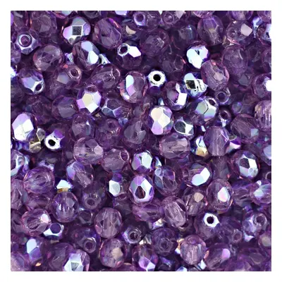 Manumi české broušené korálky 4mm Amethyst AB - 45 ks