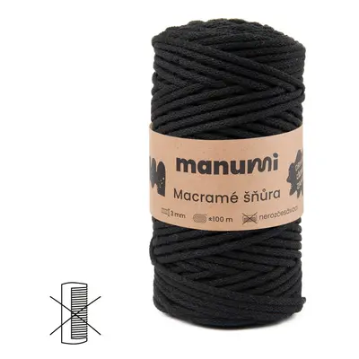 Manumi Macramé šňůra 3mm černá - 3 ks