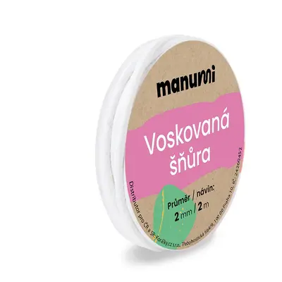 Manumi Voskovaná šňůra 2mm/2m bílá - 1 ks