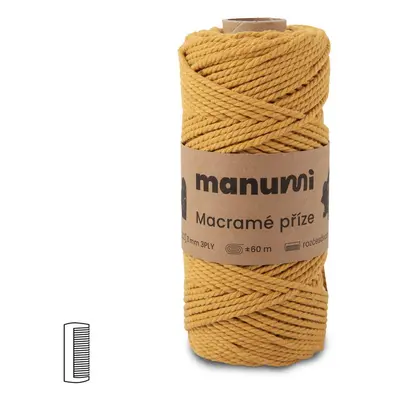 Manumi Macramé příze stáčená 3PLY 3mm hořčicová - 3 ks