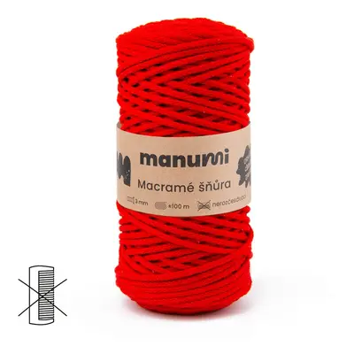 Manumi Macramé šňůra 3mm červená - 3 ks