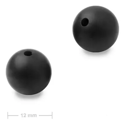 Silikonové kulaté korálky 12mm Black - 20 ks