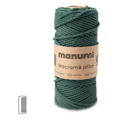 Manumi Macramé příze stáčená 3PLY 3mm tmavě zelená - 3 ks