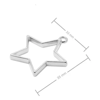 Rámeček na odlévání křišťálové pryskyřice hvězda 35x33mm v barvě stříbra - 1 ks