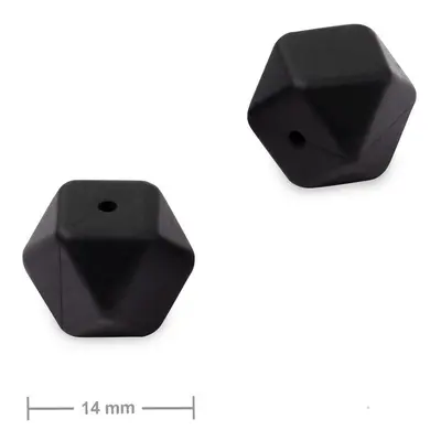 Silikonové korálky hexagon 14mm Black - 15 ks