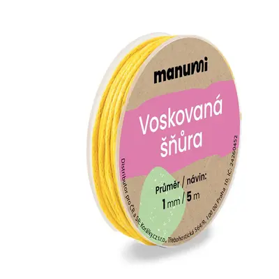 Manumi Voskovaná šňůra 1mm/5m žlutá - 1 ks