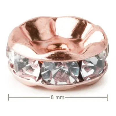 Manumi štrasová rondelka 8 mm rose gold Crystal - 20 ks