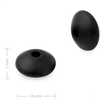 Silikonové korálky lentilky 12x7mm Black - 30 ks