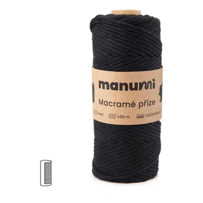 Manumi Macramé příze stáčená 3mm černá - 3 ks