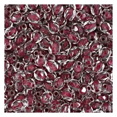 Manumi české broušené korálky 4mm Crystal Burgundy Lined - 225 ks