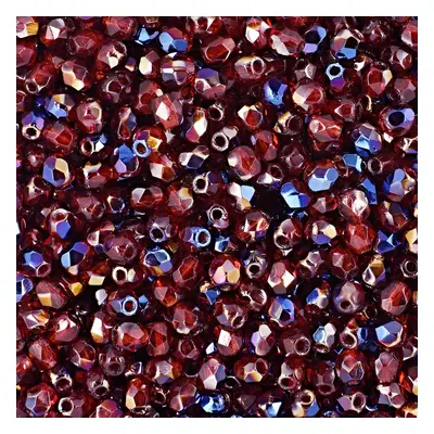 Manumi české broušené korálky 3mm Blue Iris Siam Ruby - 300 ks