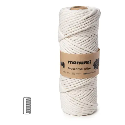 Manumi Macramé příze stáčená 5mm natural - 3 ks