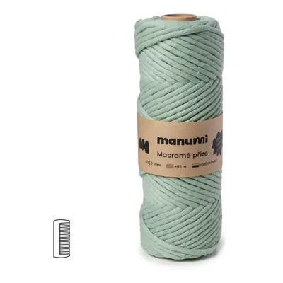 Manumi Macramé příze stáčená 5mm eukalyptus - 3 ks